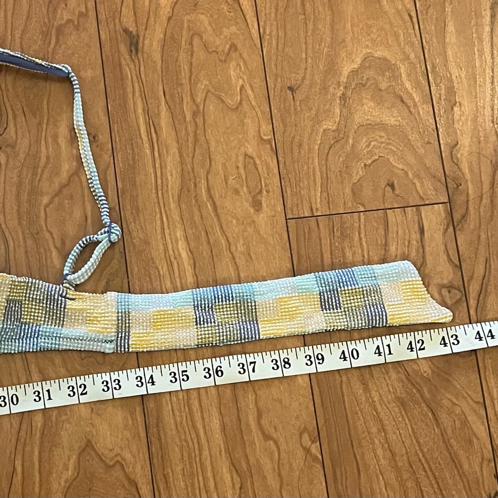 *FINAL DROP* NWT Aerie Large Patchwork Tie Back Scoop Bikini Top Blue Yellow - Picture 9 of 10